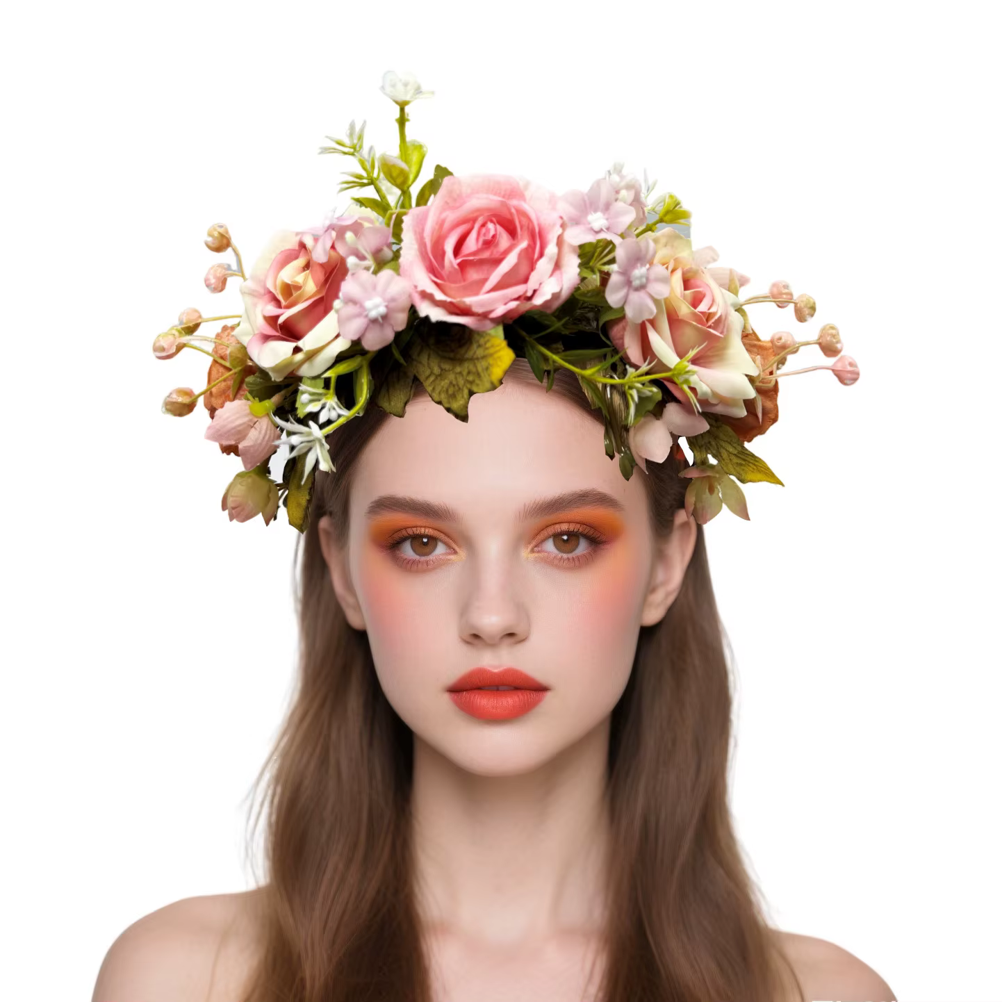 Accessoires pour cheveux hawaïens, couvre-chef de mariage léger, bandeau de fleurs de roses artificielles, couronne de fleurs de roses délicates pour mariage