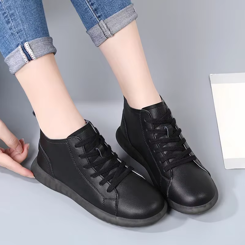 Chaussures décontractées imperméables en cuir véritable de haute qualité pour femmes