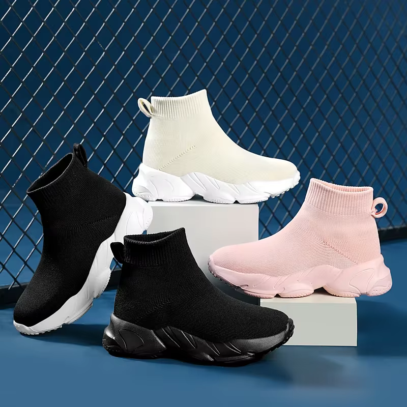 Baskets montantes en tricot pour filles