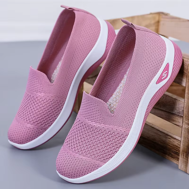 2025 respirant talon compensé mocassins femmes printemps été sans lacet tricoté chaussures de sport femme anti-dérapant