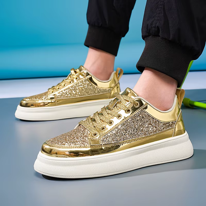 Baskets à paillettes argentées pour hommes
