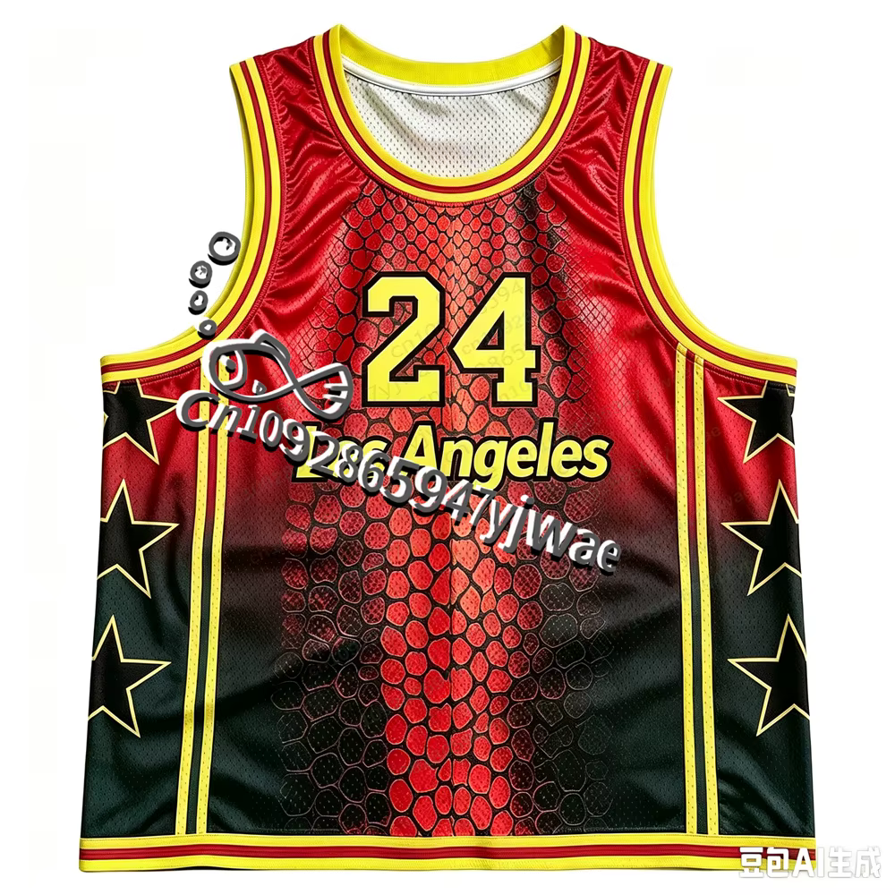 Mamba Snake Los Angeles No. Maillot de basket-ball respirant à séchage rapide, vêtements de sport, gilet imprimé graphique 3D, débardeur d'été pour hommes, 24 pièces