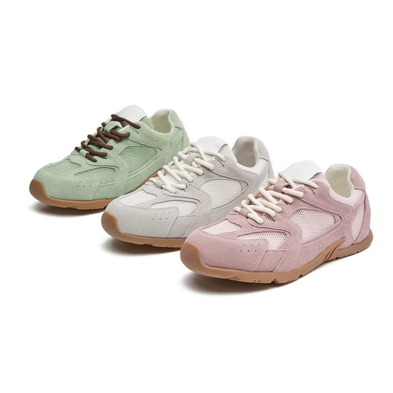 Baskets pour femmes Printemps-Été 2026 Nouveauté en cuir véritable Rétro Tendance Décontractées Plates à lacets