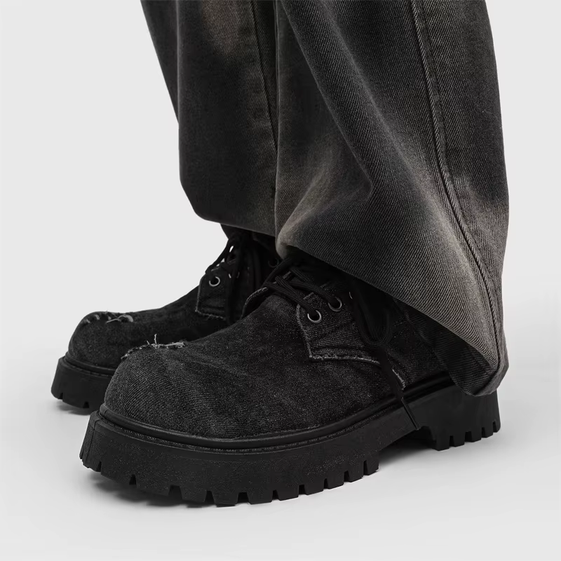 Chaussures Derby en jean déchiré pour hommes