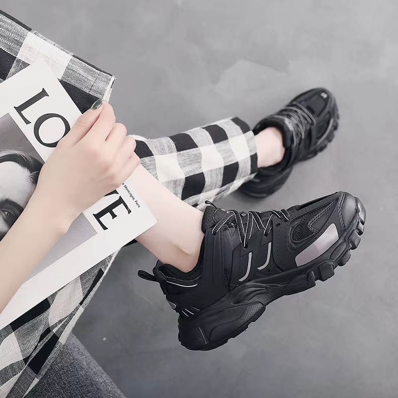 Marque Design noir gris femmes baskets mode nouveaux hommes respirant grosses