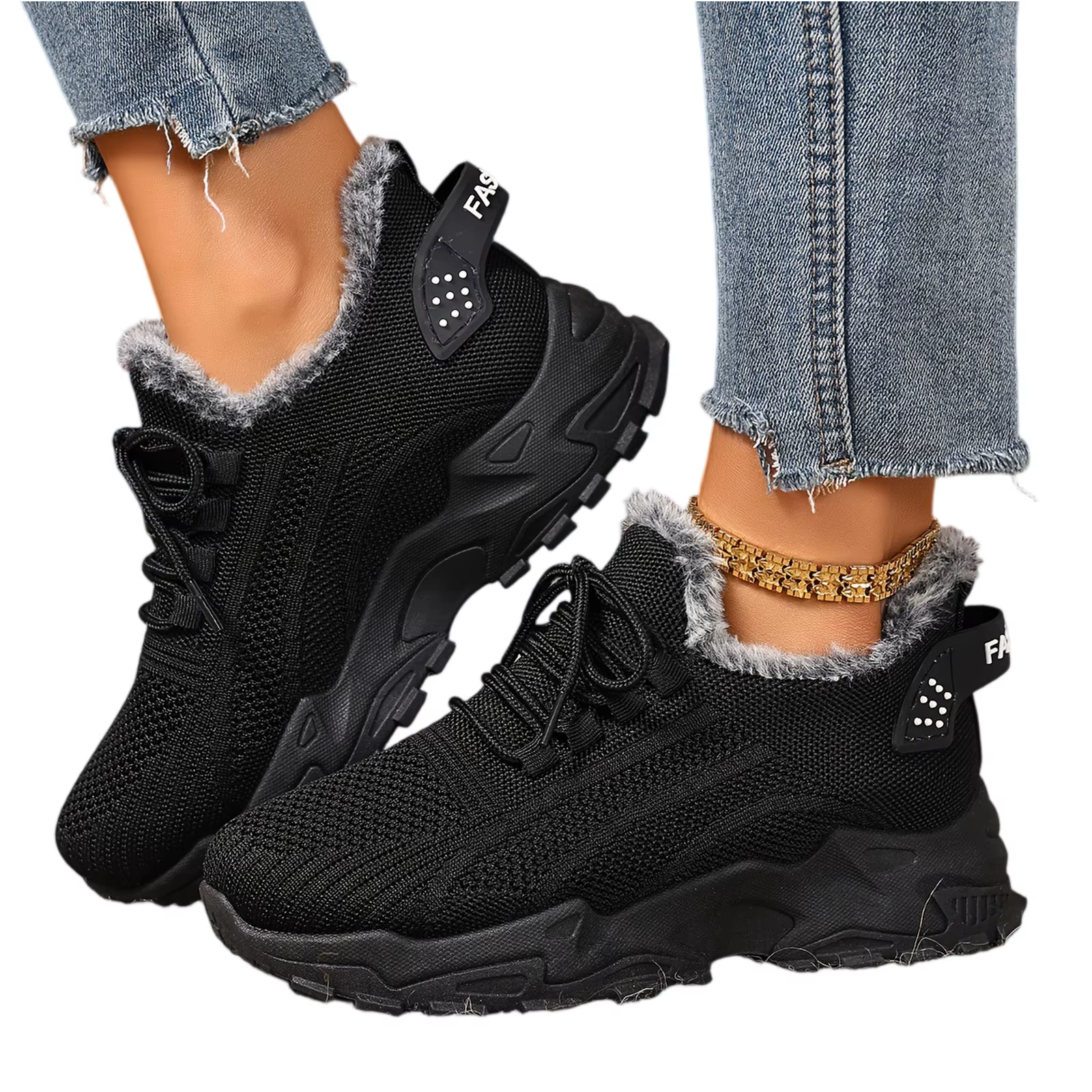 Baskets femmes hiver chaussures de sport chaudes semelles antidérapantes adaptées à la temps froid