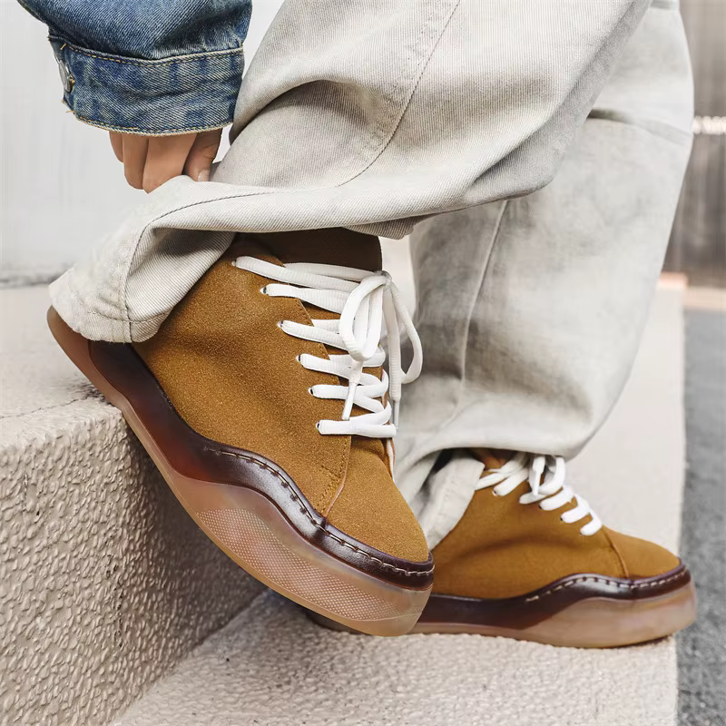 Chaussures de skateboard en cuir suédé pour hommes