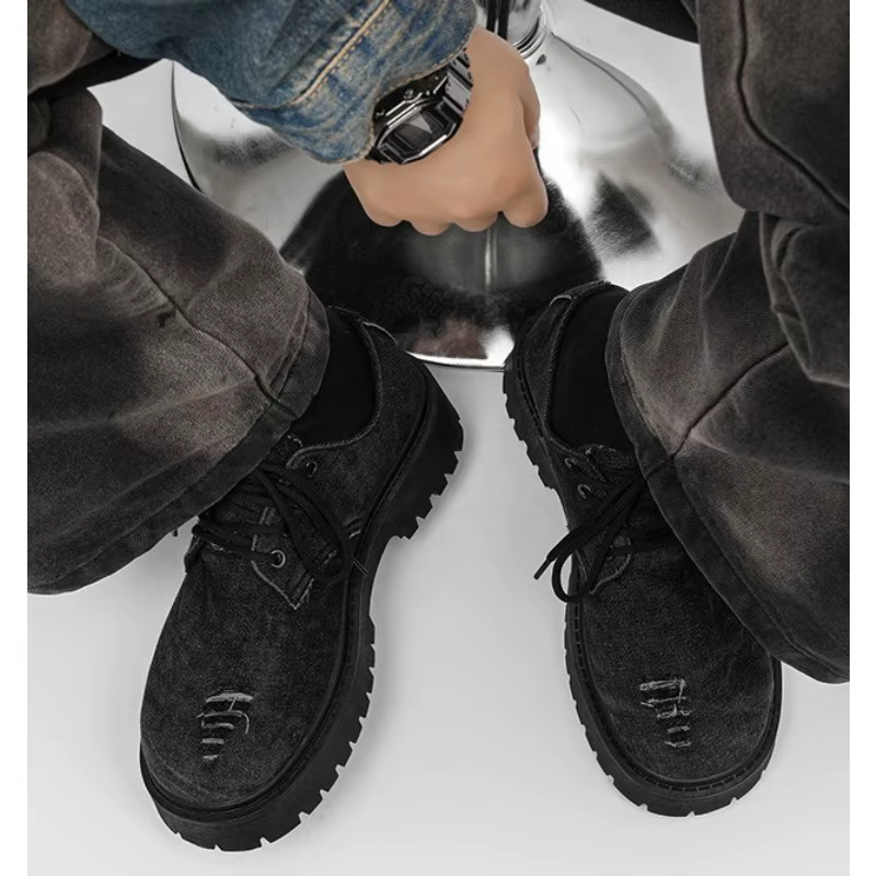 Chaussures Derby en jean déchiré pour hommes