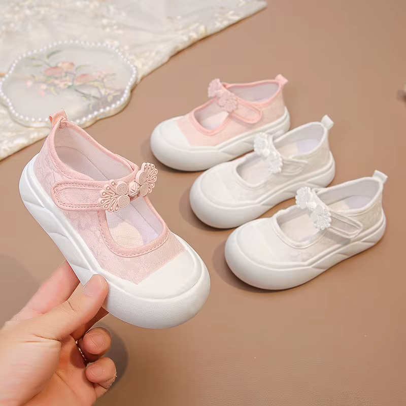 Chaussures décontractées en toile pour filles avec ornements mignons