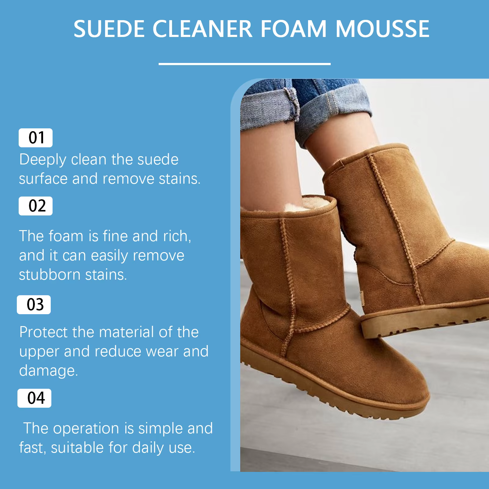 Kit de Nettoyage Multifonctionnel Bestseller pour Daim et Nubuck – Éliminateur de Taches et de Saleté Sans Eau