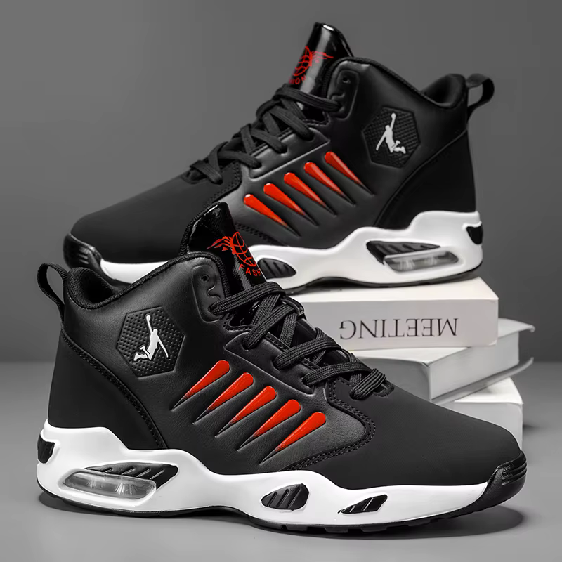 Chaussures de basket-ball montantes pour hommes avec design en maille respirante pour un confort maximal