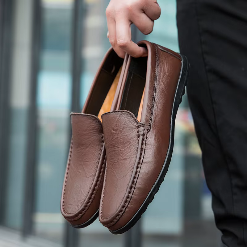 Chaussures de conduite décontractées en cuir pour hommes