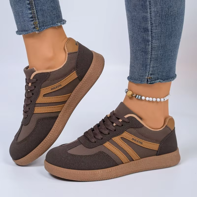 Baskets rétro marron pour femmes