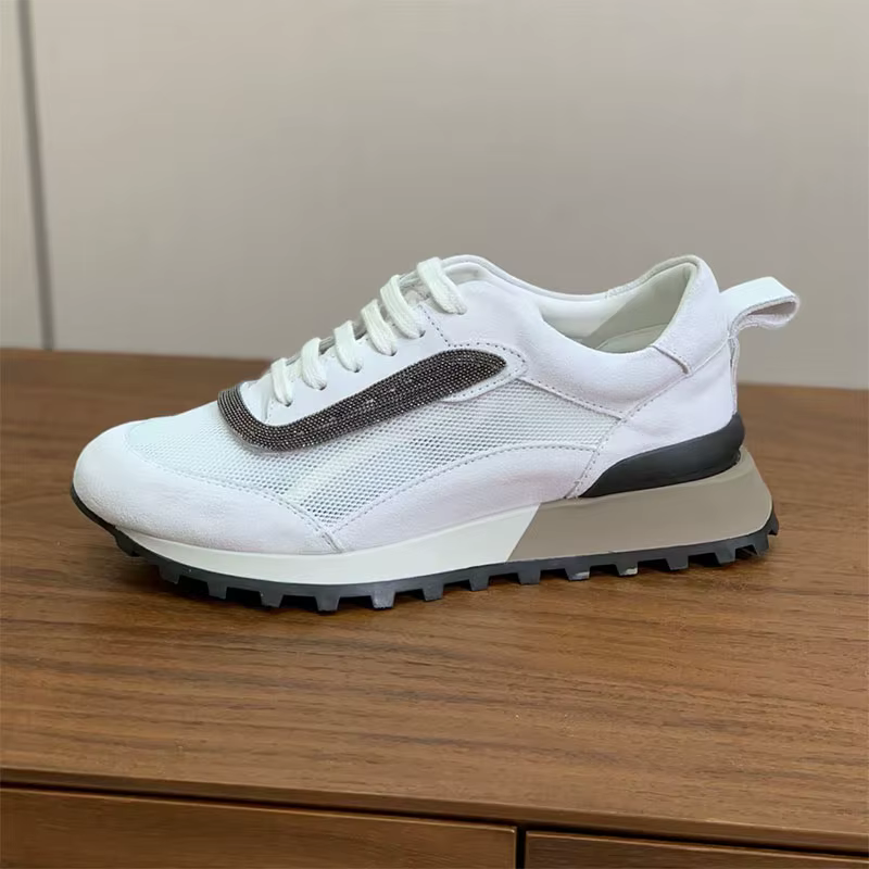 Baskets classiques pour femmes chaîne perle à lacets chaussures plates confort