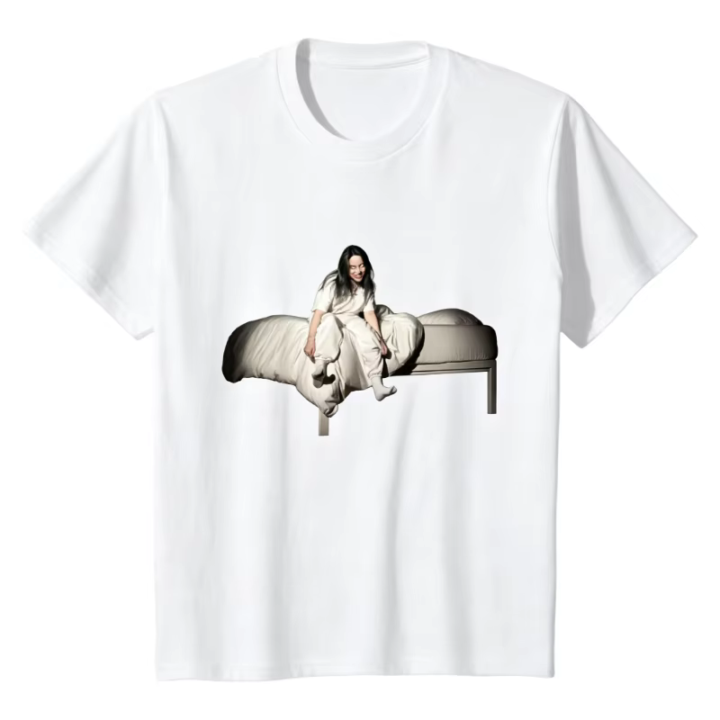 T-shirt « When We All Fall Asleep » de Billie Eilish, 100 % coton, col rond, manches courtes, esthétique sombre Y2K, motif musical, haut décontracté