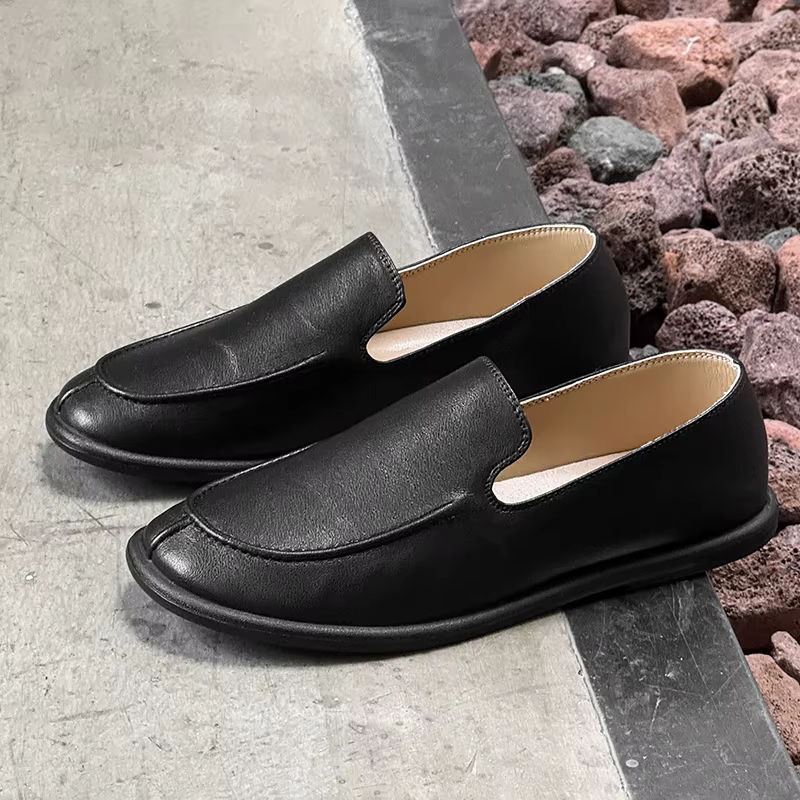 Chaussures plates en cuir véritable pour hommes