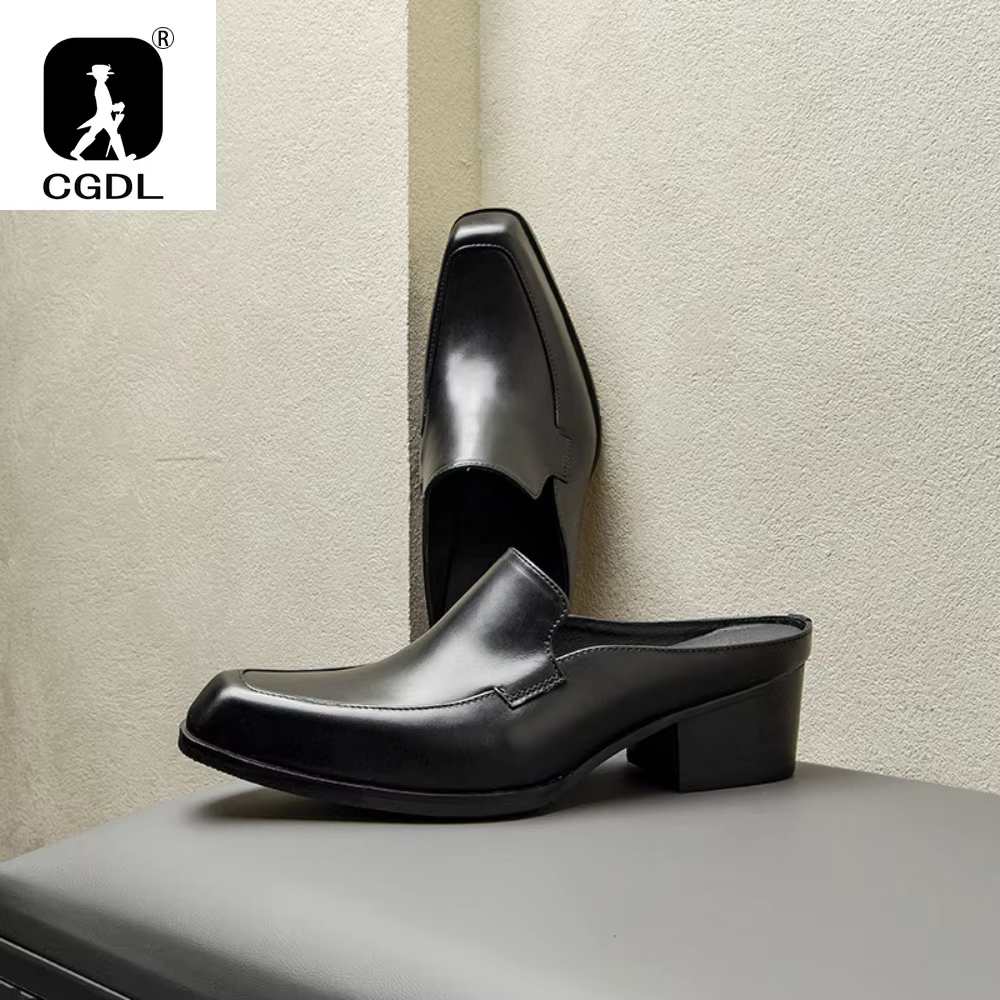 Mules en cuir véritable pour hommes demi-chaussures homme marque de luxe concepteur