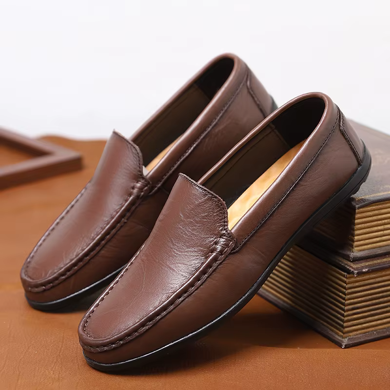 Chaussures de conduite décontractées en cuir pour hommes