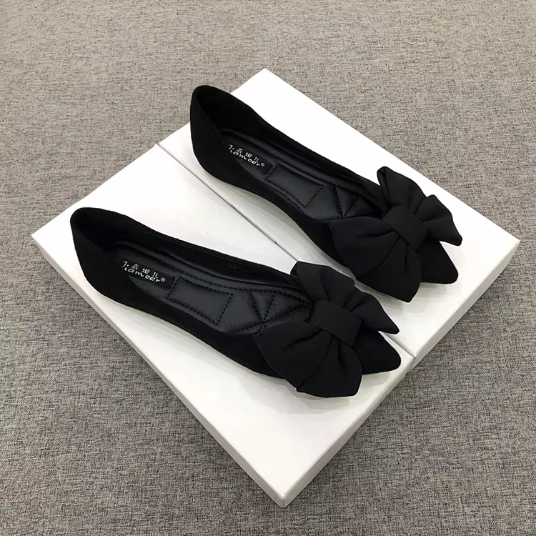 Chaussures plates en cuir velours pour femmes