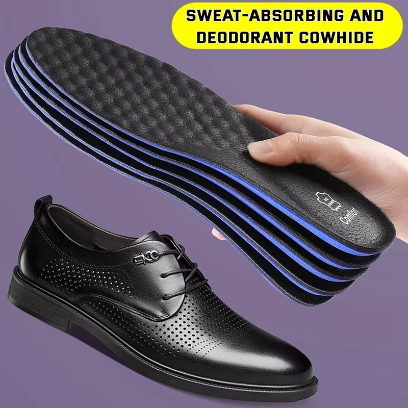 1 paire de semelles intérieures de chaussures en cuir pour pieds