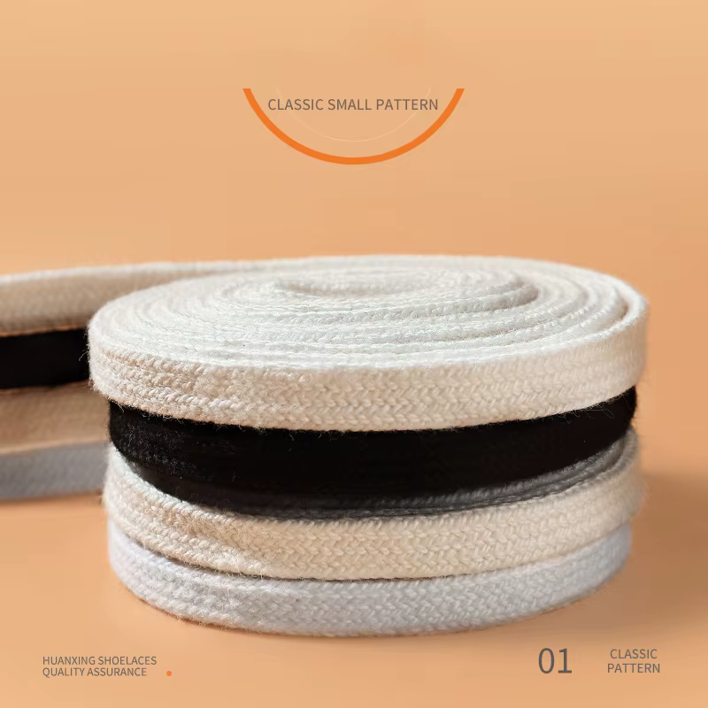1 Paire de Lacets Plats en Coton de Haute Qualité pour Baskets et Chaussures en Toile