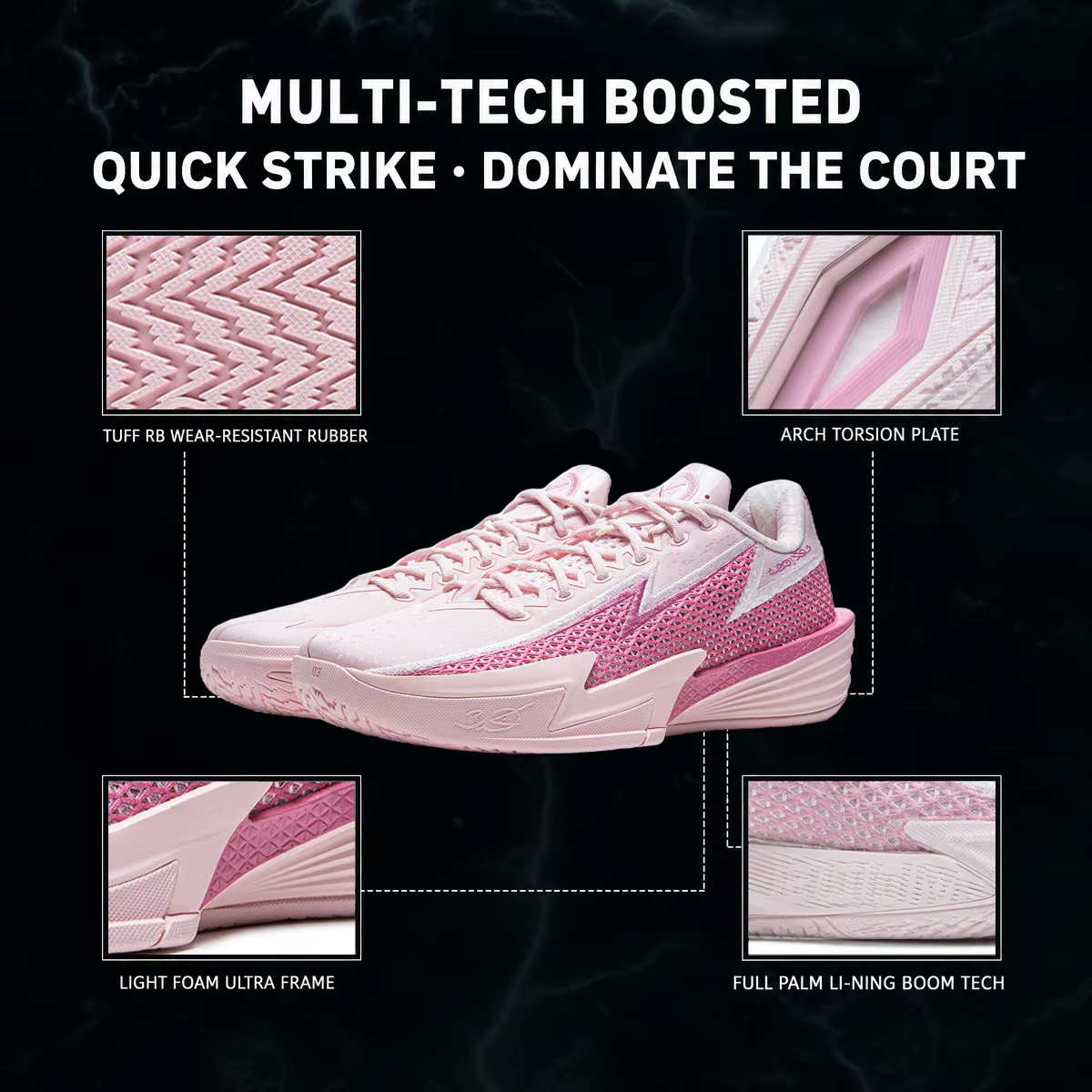 Li-Ning WADE FLASH 2 Chaussures de basket-ball pour hommes BOOM avec amorti respirant et semelle stable ABPV013