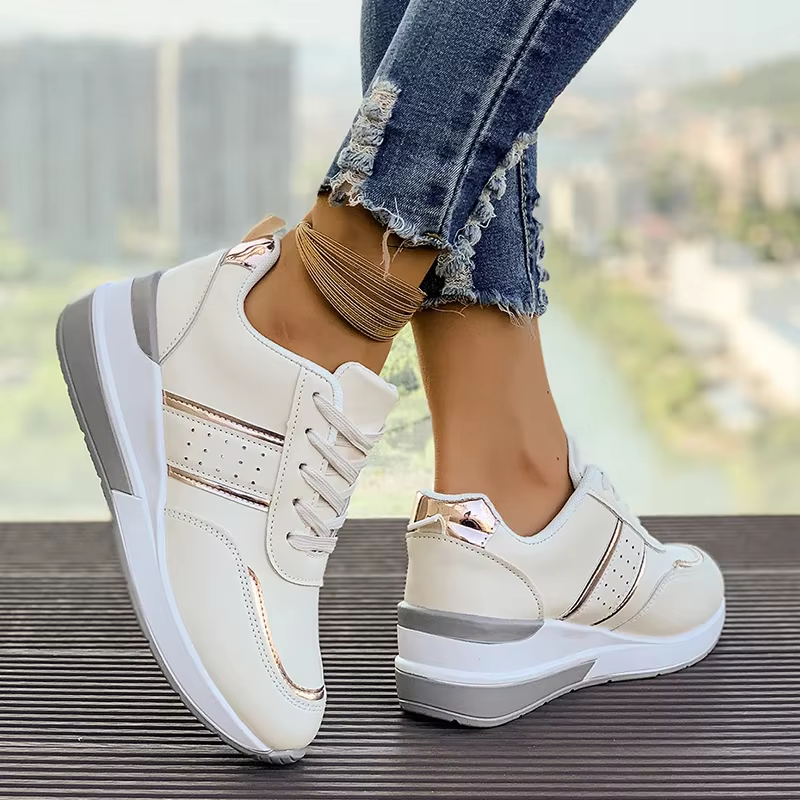 Baskets à Semelles Compensées Blanches Antidérapantes pour Femme