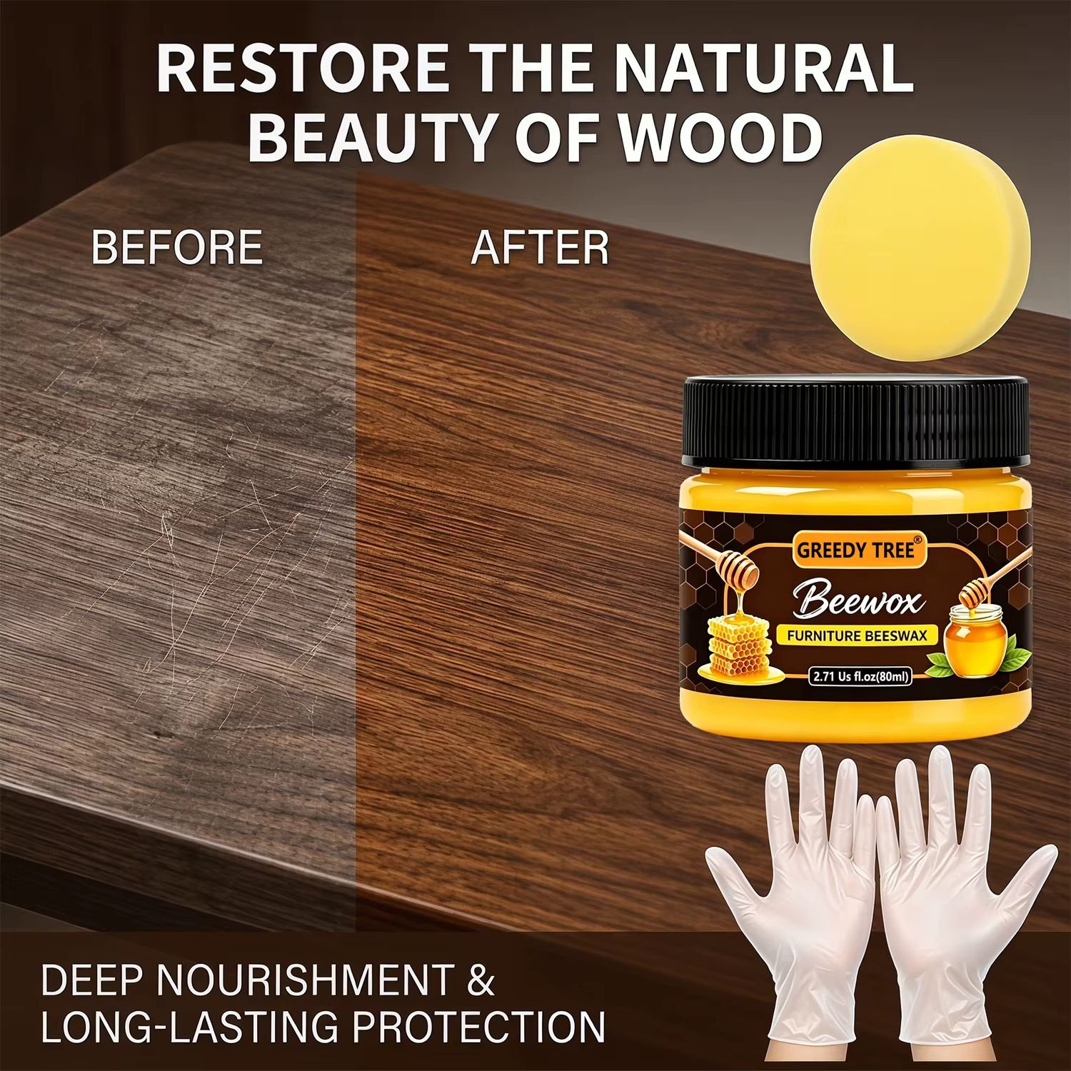 Cire d'abeille en bois véritable, entretien et protection des meubles en bois de rose, anti-âge, huile de polissage pour parquets, produits d'entretien pour bois massif domestique