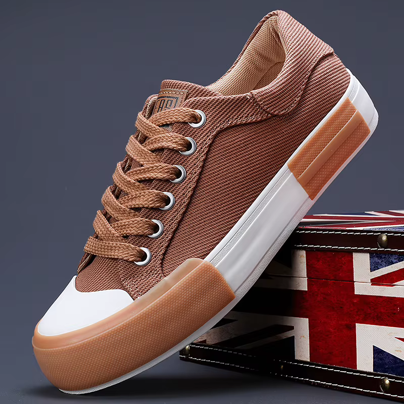 Hommes toile chaussures décontracté à lacets baskets mode d'été respirant vulcaniser