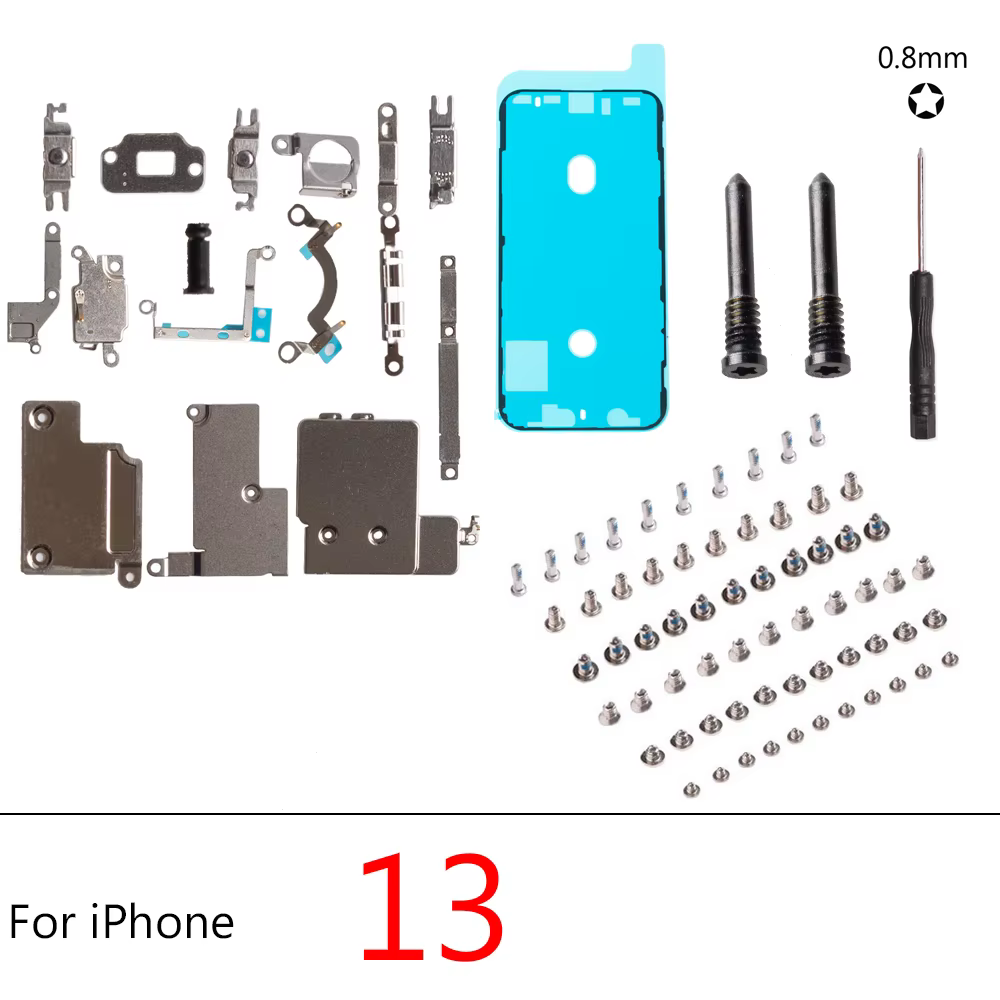 Support de petites pièces intérieures en métal pour iPhone, accessoires intérieurs pour iPhone 11, 12, 13 Pro, X, Poly, XS Max, mini, bouclier plat, 1 jeu
