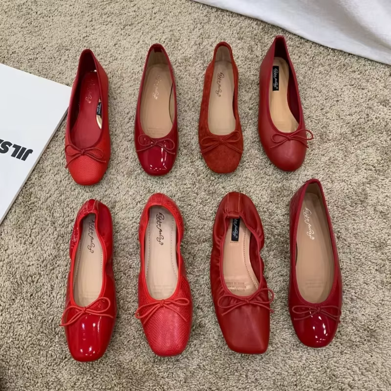 Zapatos MujerRetro Ultra-doux femmes chaussures printemps arc rouge semelle plate