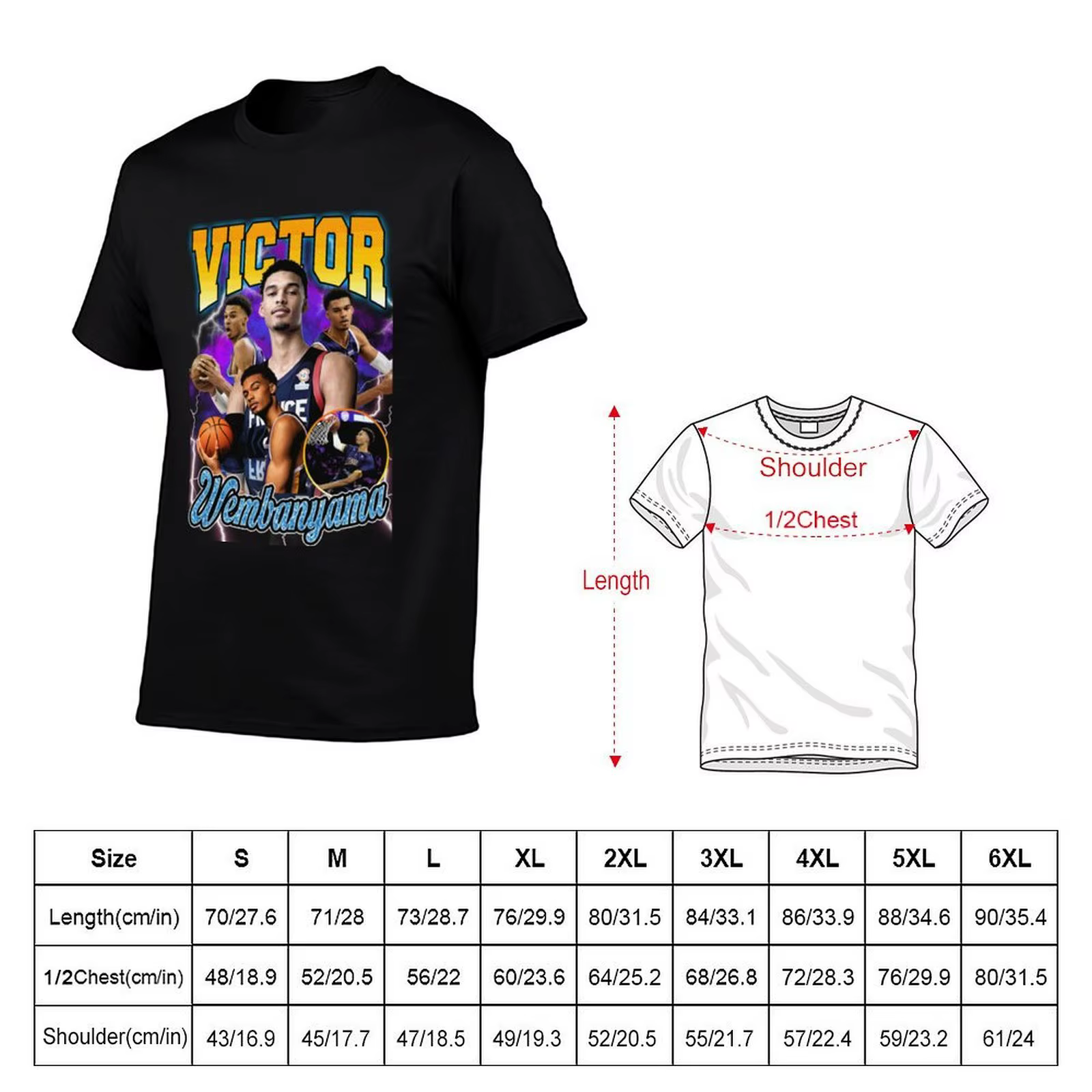 T-shirt Wembanyama Victor, T-shirt imprimé style urbain