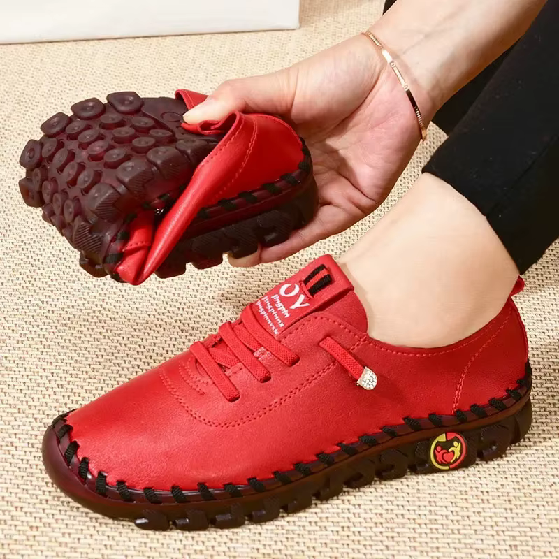 Baskets pour femmes en cuir décontracté vulcanisé femme chaussure doux confortable plat mocassins chaussures sans lacet