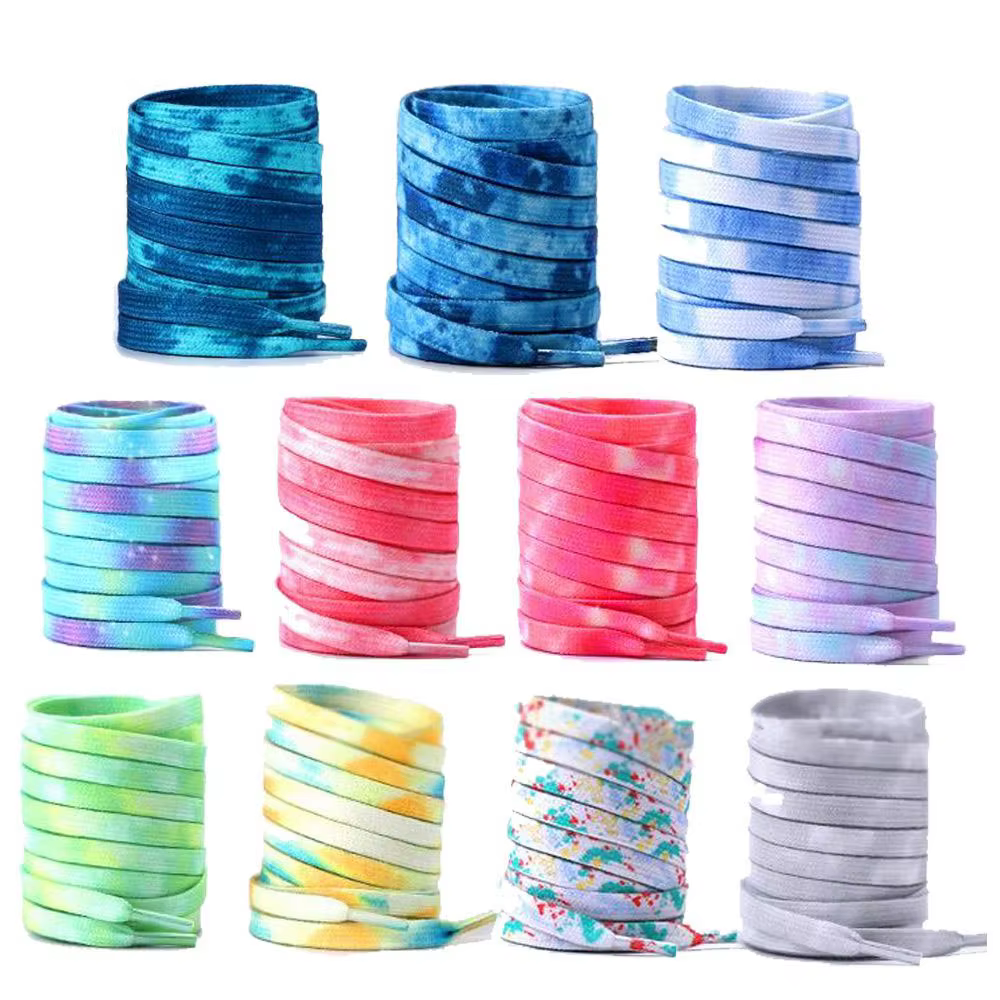 Lacets à teinture par nouage couleurs dégradées pour chaussures de sport bottes baskets patins