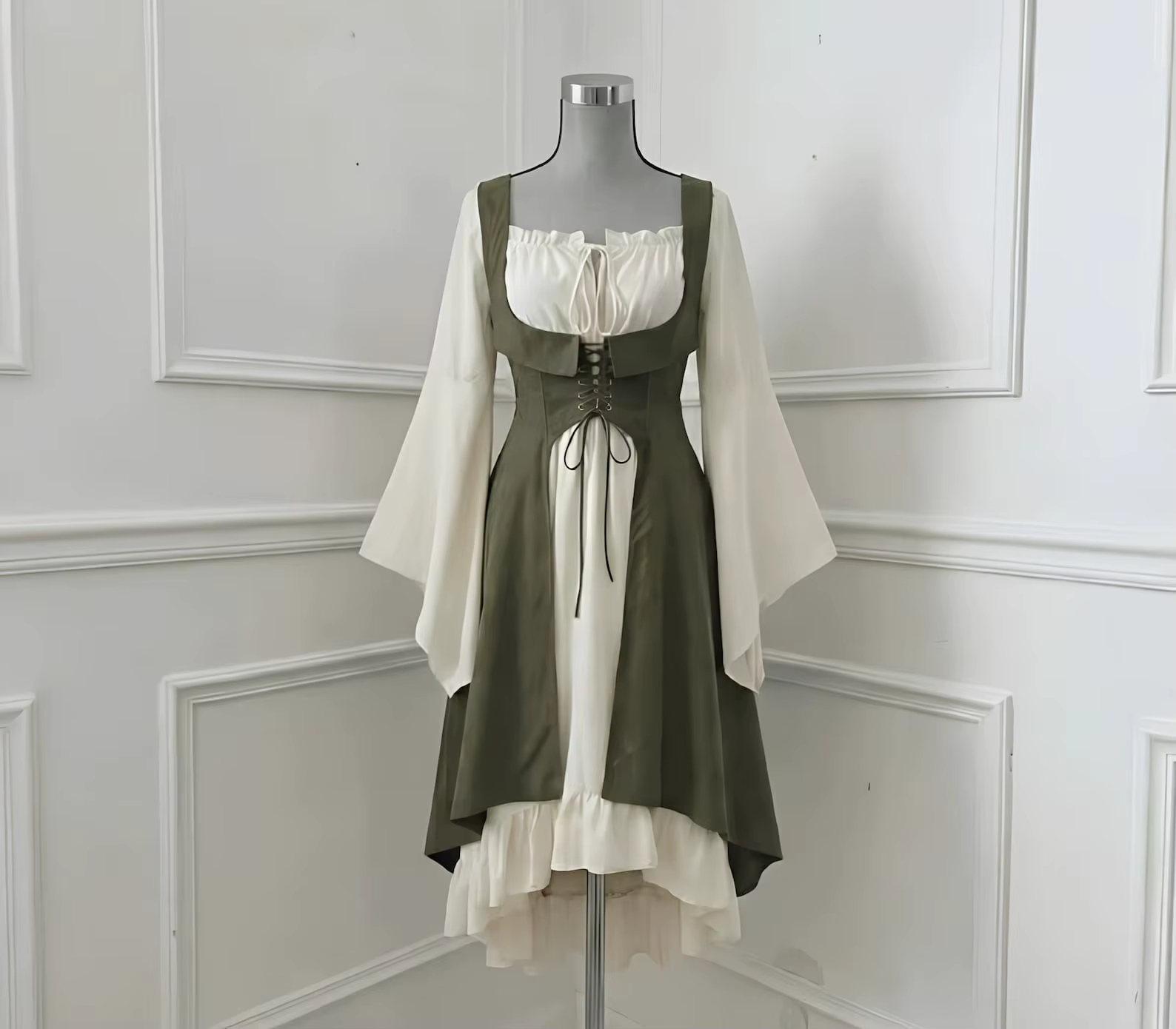 Robe Renaissance pour femmes, robe médiévale avec laçage de corset, costume de fée fantastique