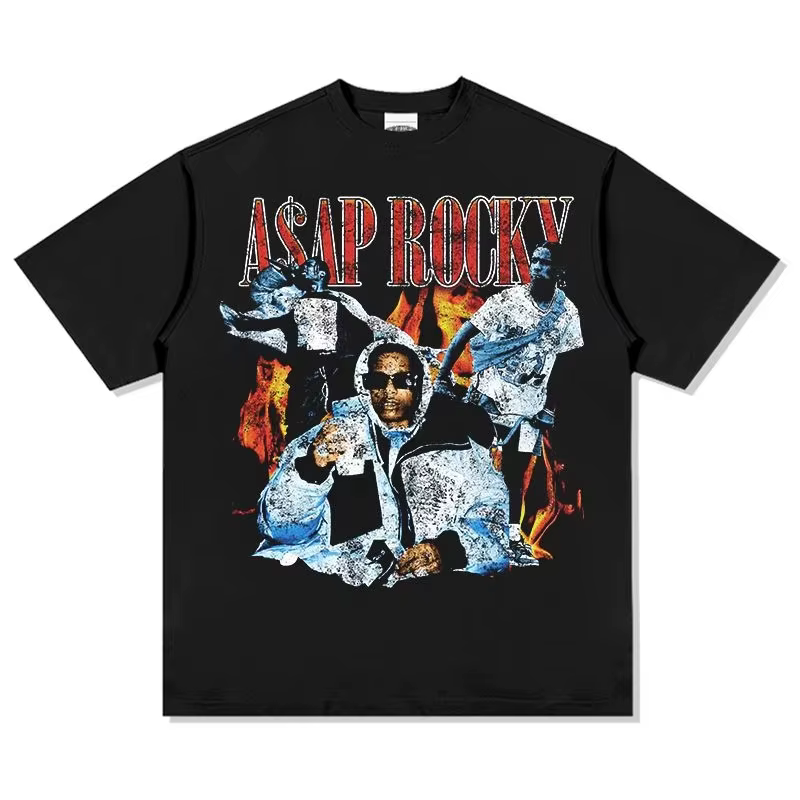 T-shirt en coton avec portrait graphique ASAP Rocky