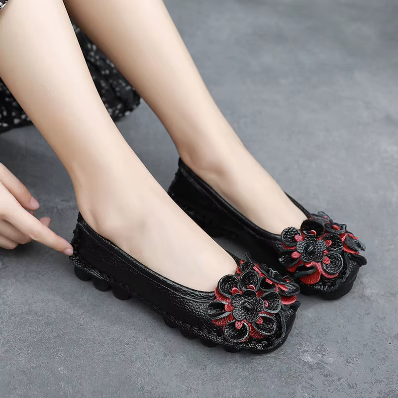 Mocassins Verts Antichoc en Cuir group pour Femme