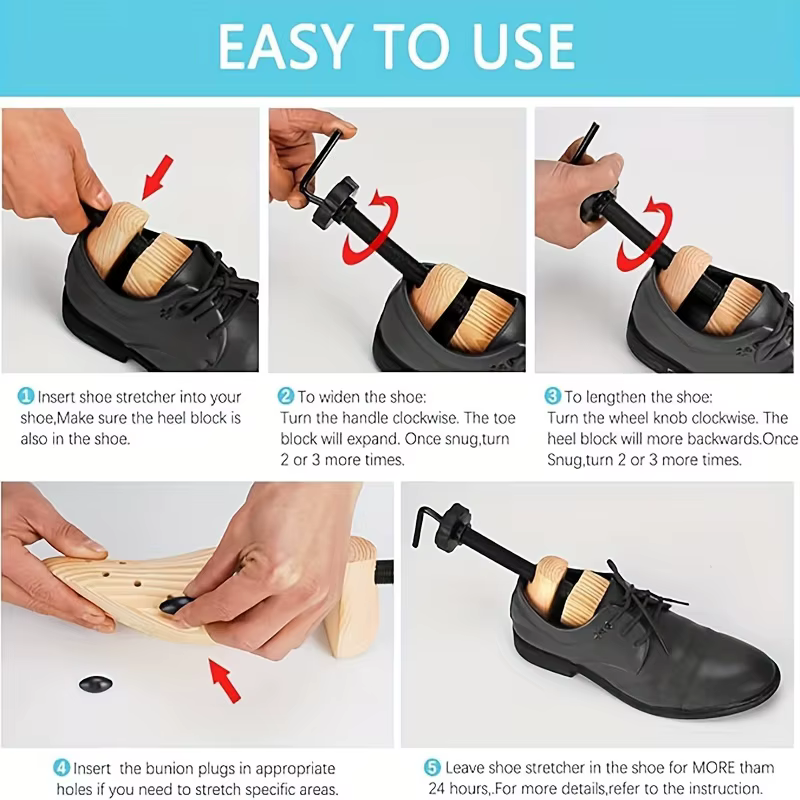 1/2 Paire d'Élargisseurs de Chaussures en Bois pour Femmes et Hommes - Écarteur pour Pieds Larges