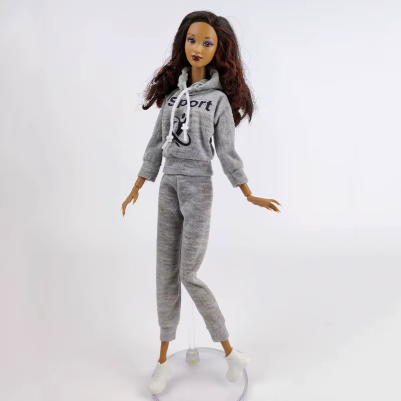 Ensemble de vêtements de sport décontractés pour poupée Barbie, tenues, sweat à capuche, manteau, pantalon, baskets, chaussures, jouets, accessoires, 1/6