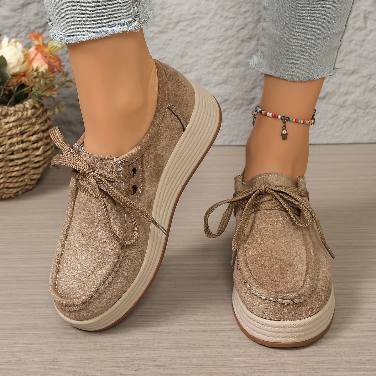 Chaussures de sport rétro de couleur unie pour femmes