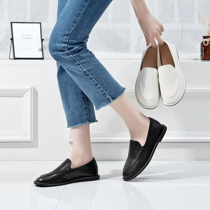 AIYUQI Mocassins Femme 2026 Nouvelle Collection Printemps Bout Rond Chaussures à Enfiler en Cuir Véritable Souples