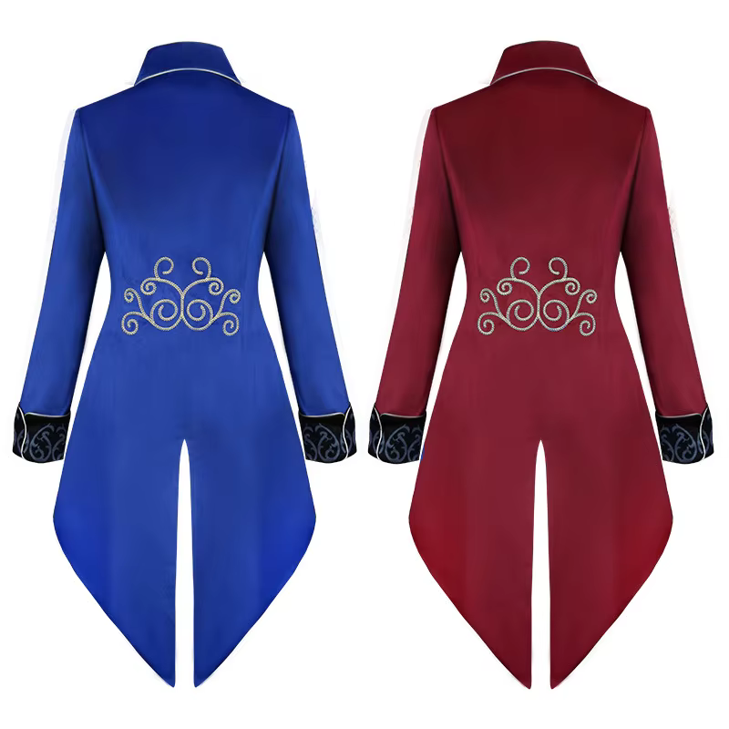 Veste Brodée Gothique pour Homme, Costume Renaissance, Steampunk, Tailcoat Vintage, redingote Médiévale, Manteau de Style Rétro