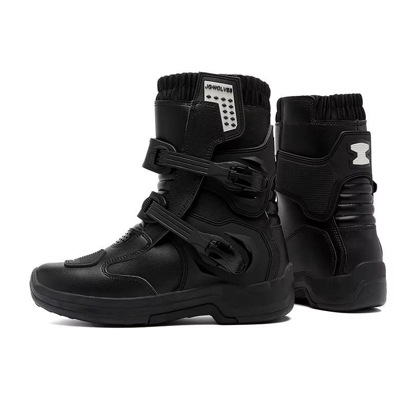Bottes de moto en cuir imperméables pour hommes
