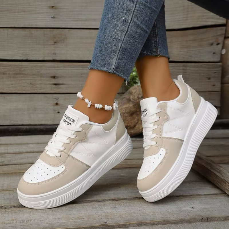 Baskets compensées pour femmes à bout rond