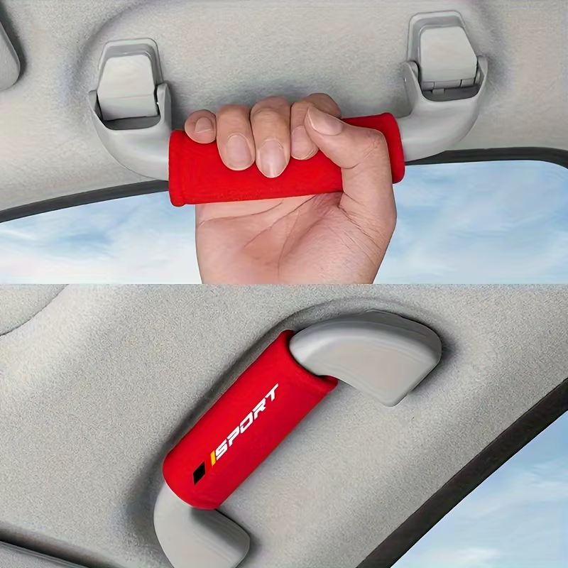 Ensemble d'accessoires d'intérieur de voiture 4 pièces : garniture de poignée de toit et housse de protection, housse de protection de poignée de plafond intérieure de voiture.