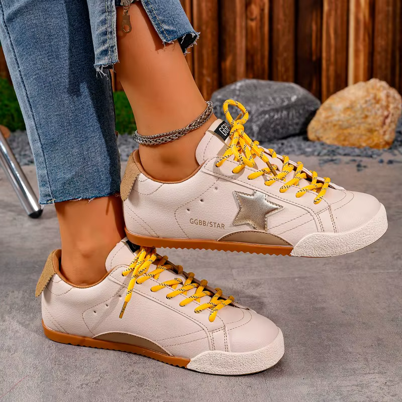 Rétro en cuir véritable Deqin chaussures femmes baskets 2025 nouveau Style polyvalent porté fond plat sport décontracté