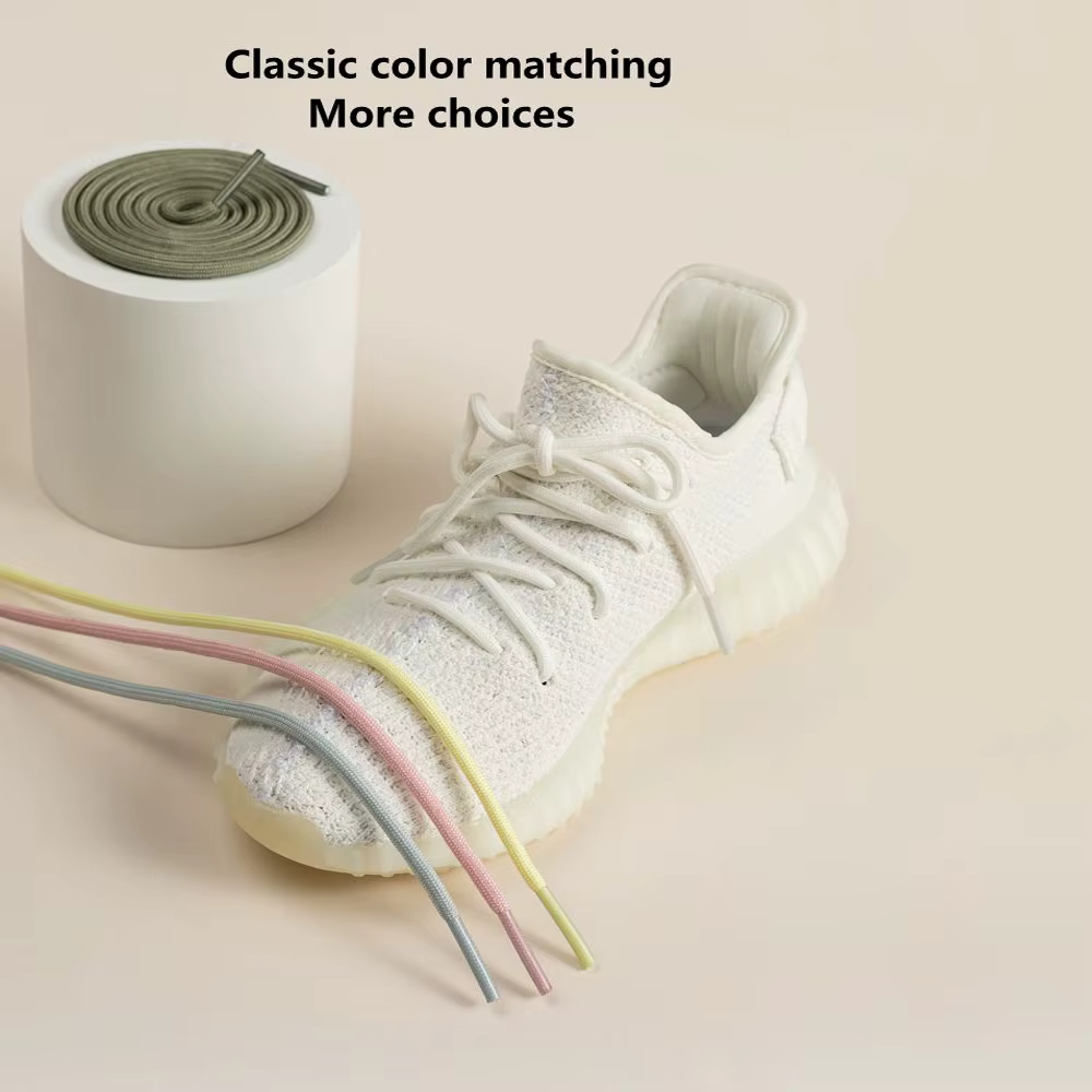 Yezy-Lacets Ronds en Polyester Blanc Cassé pour Chaussures de dehors
