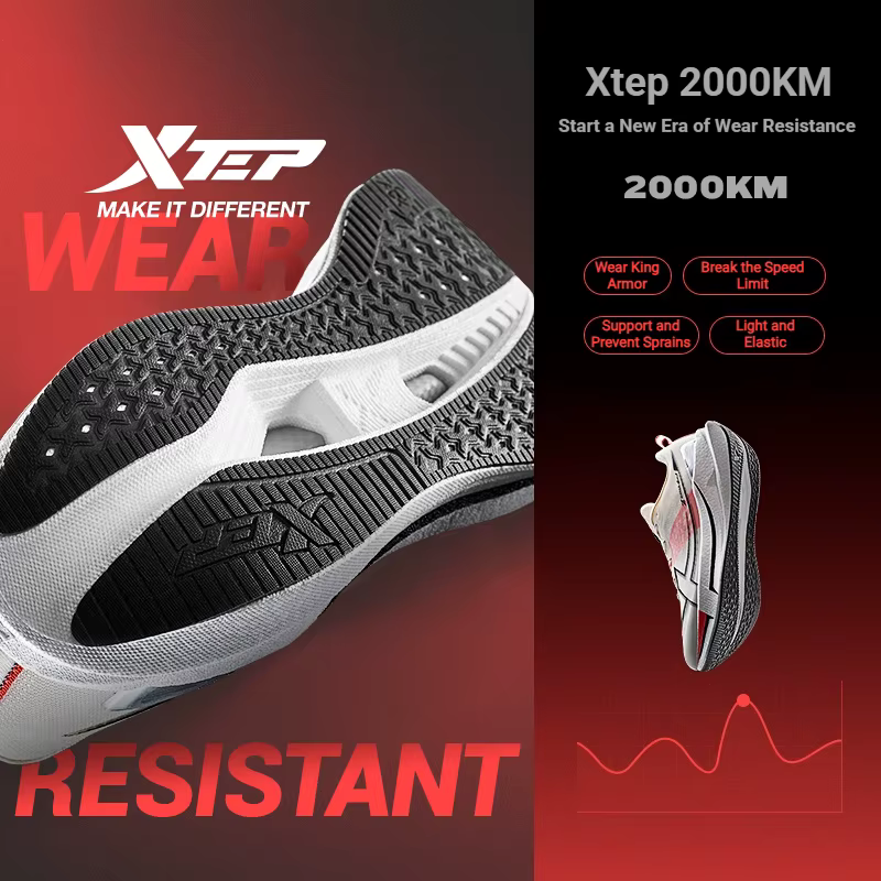 Xtep 2000km 5.0 chaussures de course doux universel baskets coussin Durable Jogging résistant à l'usure