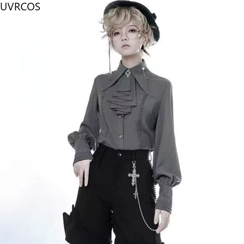 Chemises de Style Lolita Vintage victorien pour femmes, chemisiers gothiques à manches Gigot avec nœud Y2k, Harajuku japonais élégant, doux et Slim