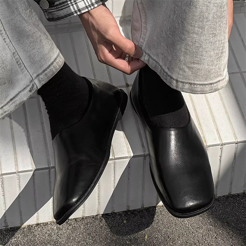 Chaussures de bureau en cuir véritable à fond souple pour hommes